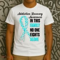 Addiction Recovery Awareness In This Family No One Fight Alone T-Shirt thumb 3