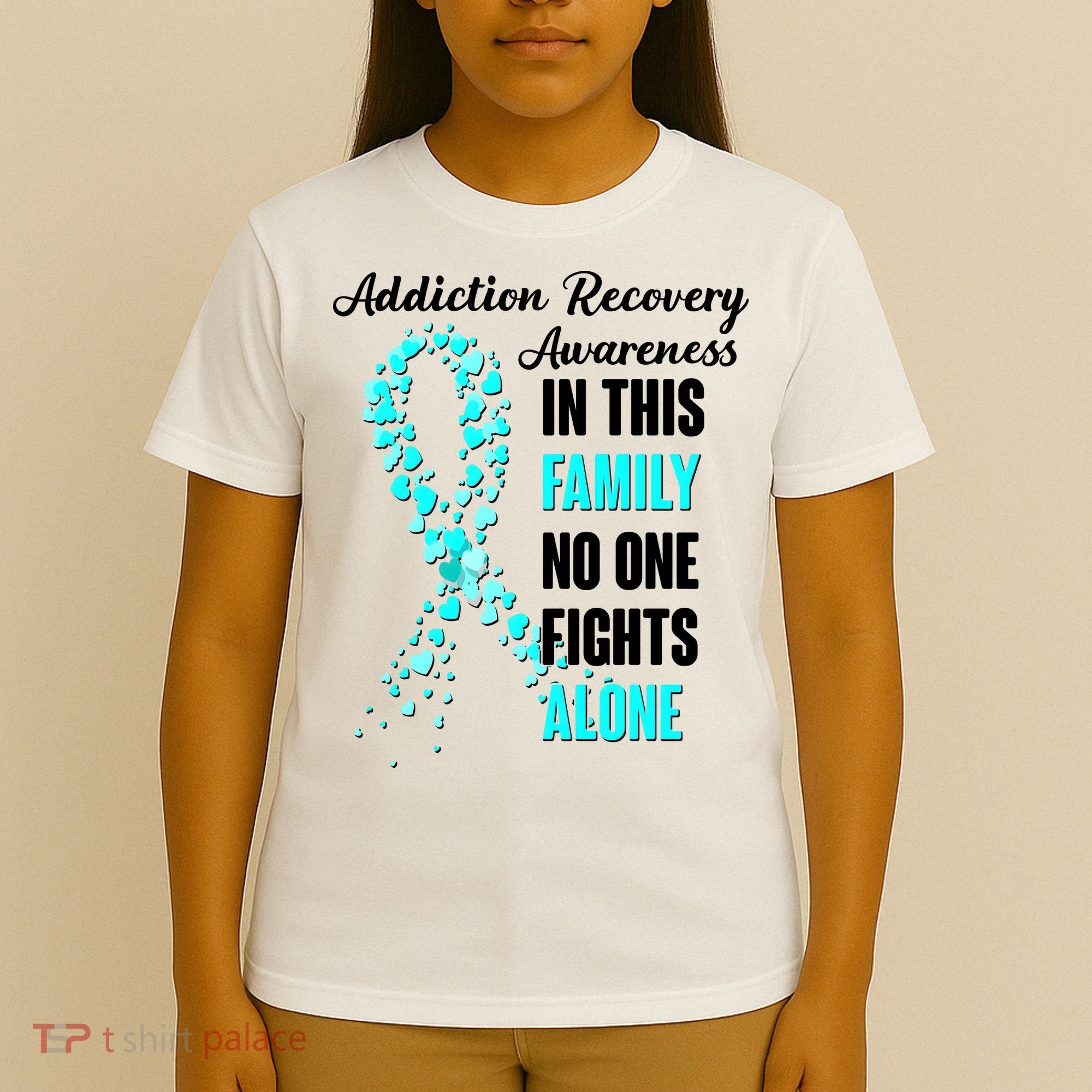 Addiction Recovery Awareness In This Family No One Fight Alone T-Shirt