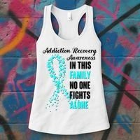 Addiction Recovery Awareness In This Family No One Fight Alone Women's Tank Top thumb 3