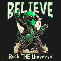 Alien Rocker Believe In The Universe Music Lover Graphic Sweatshirt thumb 3