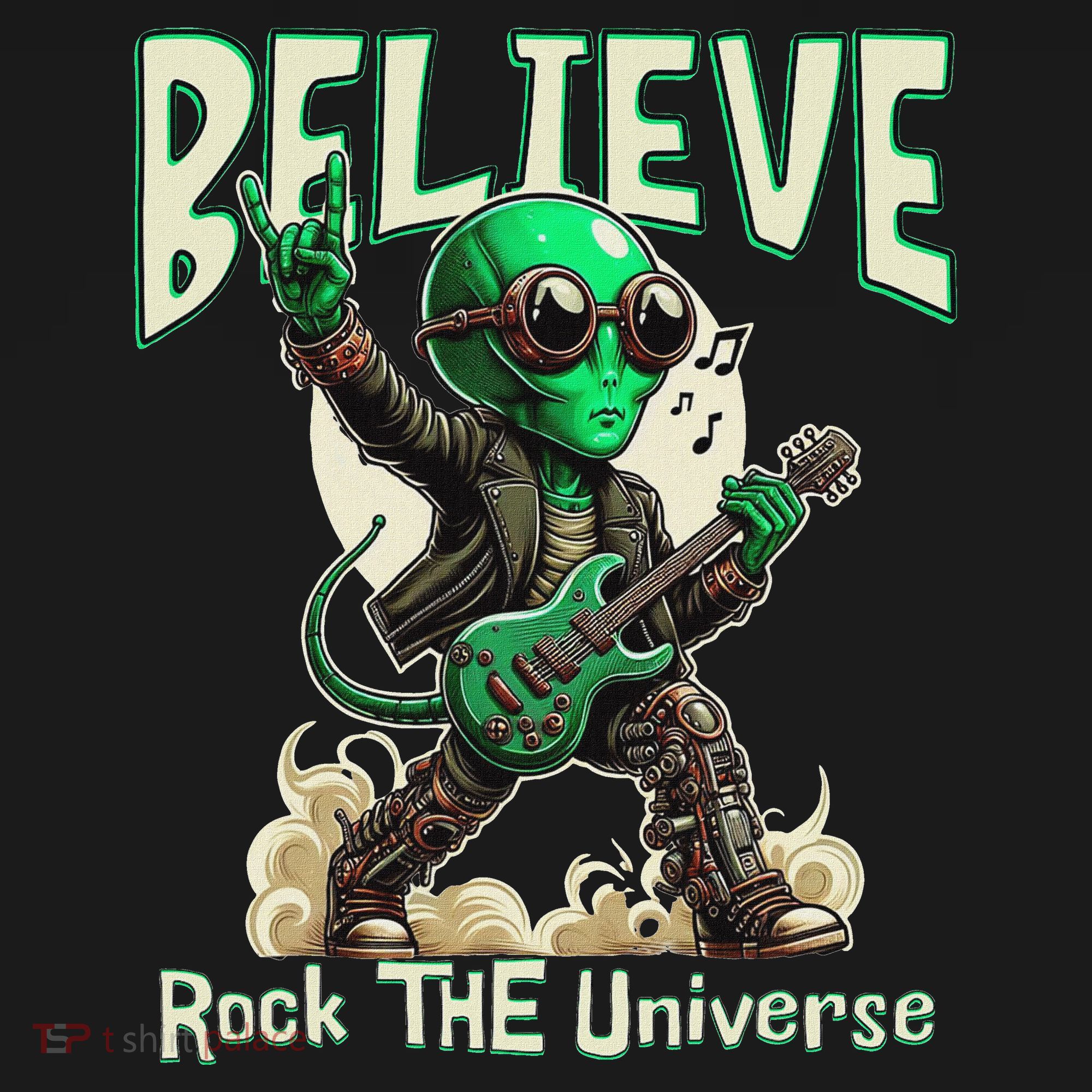 Alien Rocker Believe In The Universe Music Lover Graphic Women's Hoodie