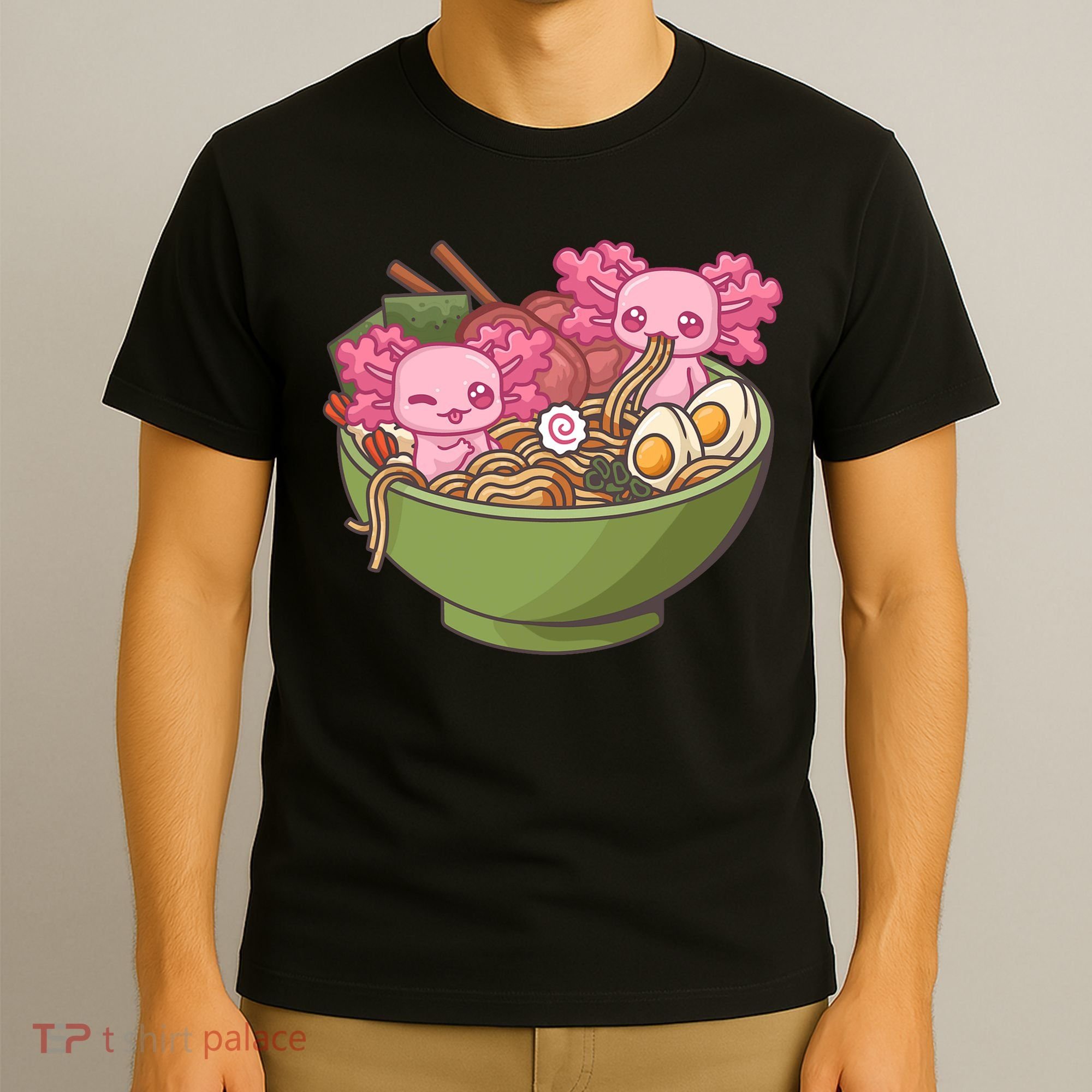 Axolotl Ramen Bowl Kawaii Anime  T-Shirt