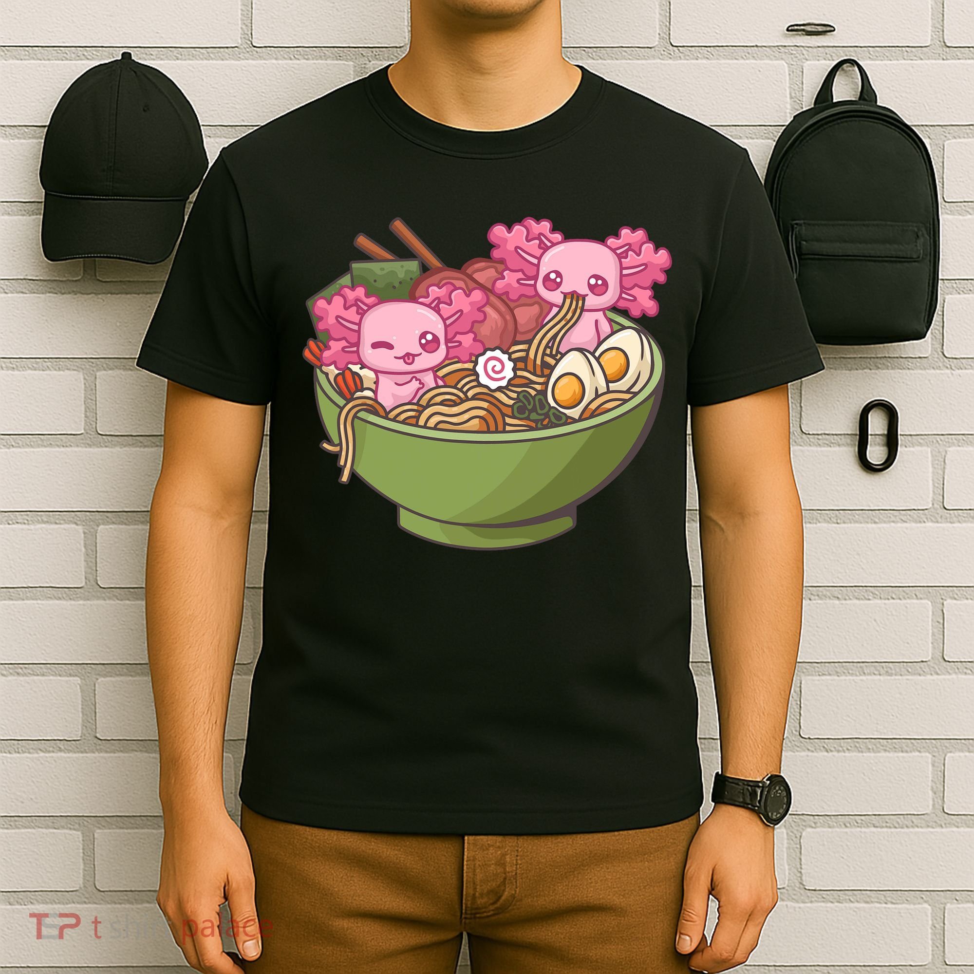 Axolotl Ramen Bowl Kawaii Anime  T-Shirt