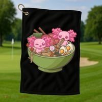 Axolotl Ramen Bowl Kawaii Anime  Golf Towel thumb 1