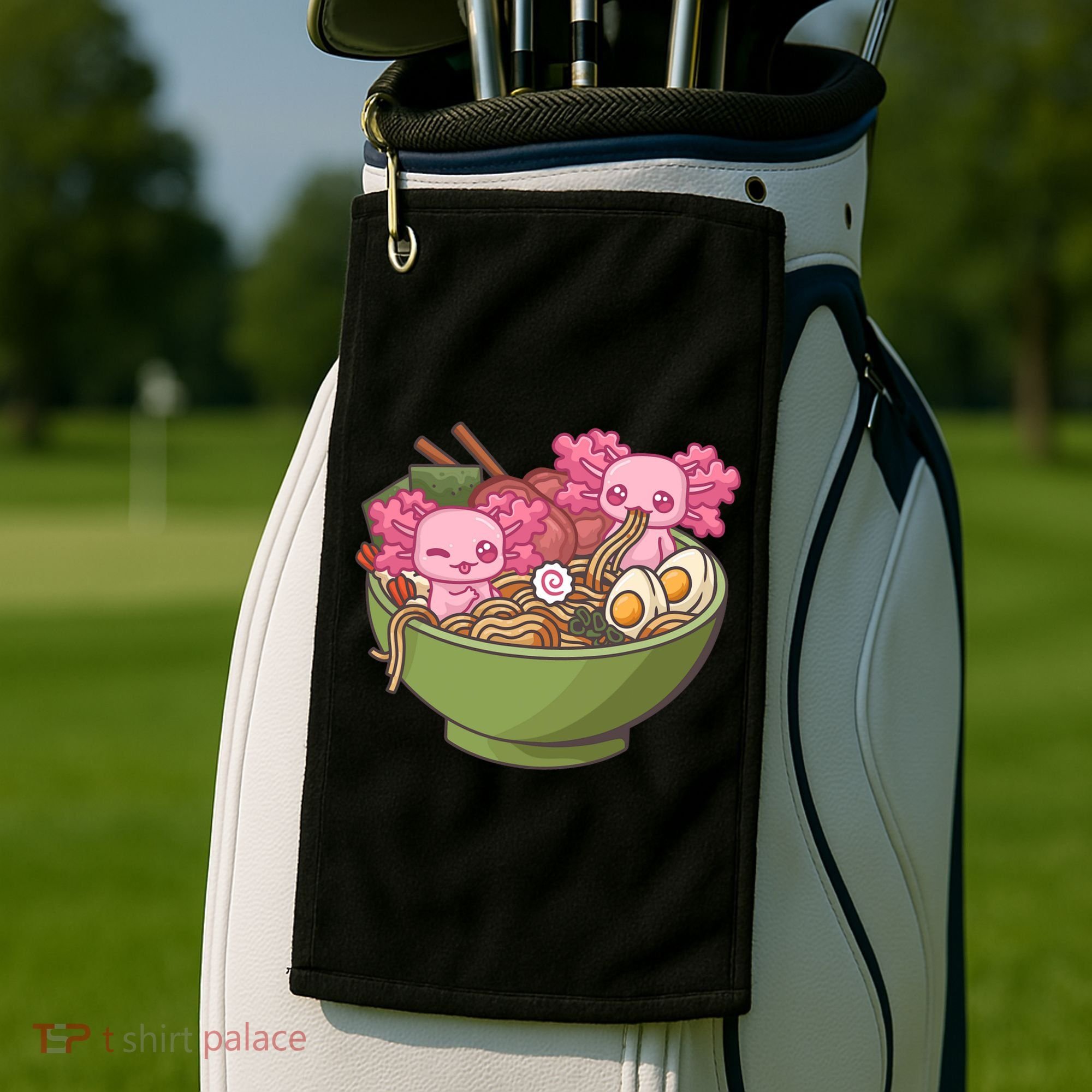 Axolotl Ramen Bowl Kawaii Anime  Golf Towel