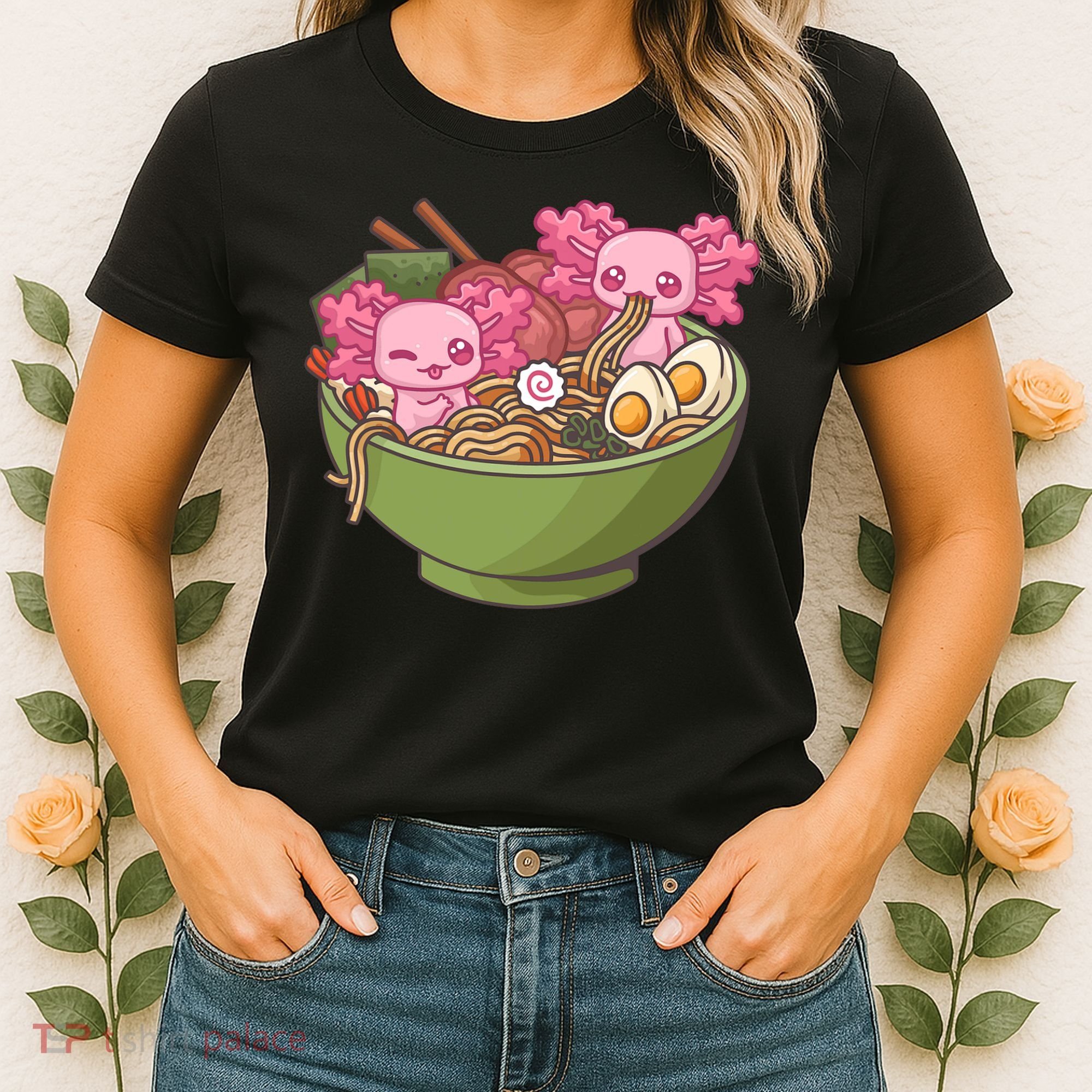 Axolotl Ramen Bowl Kawaii Anime  Women's T-Shirt