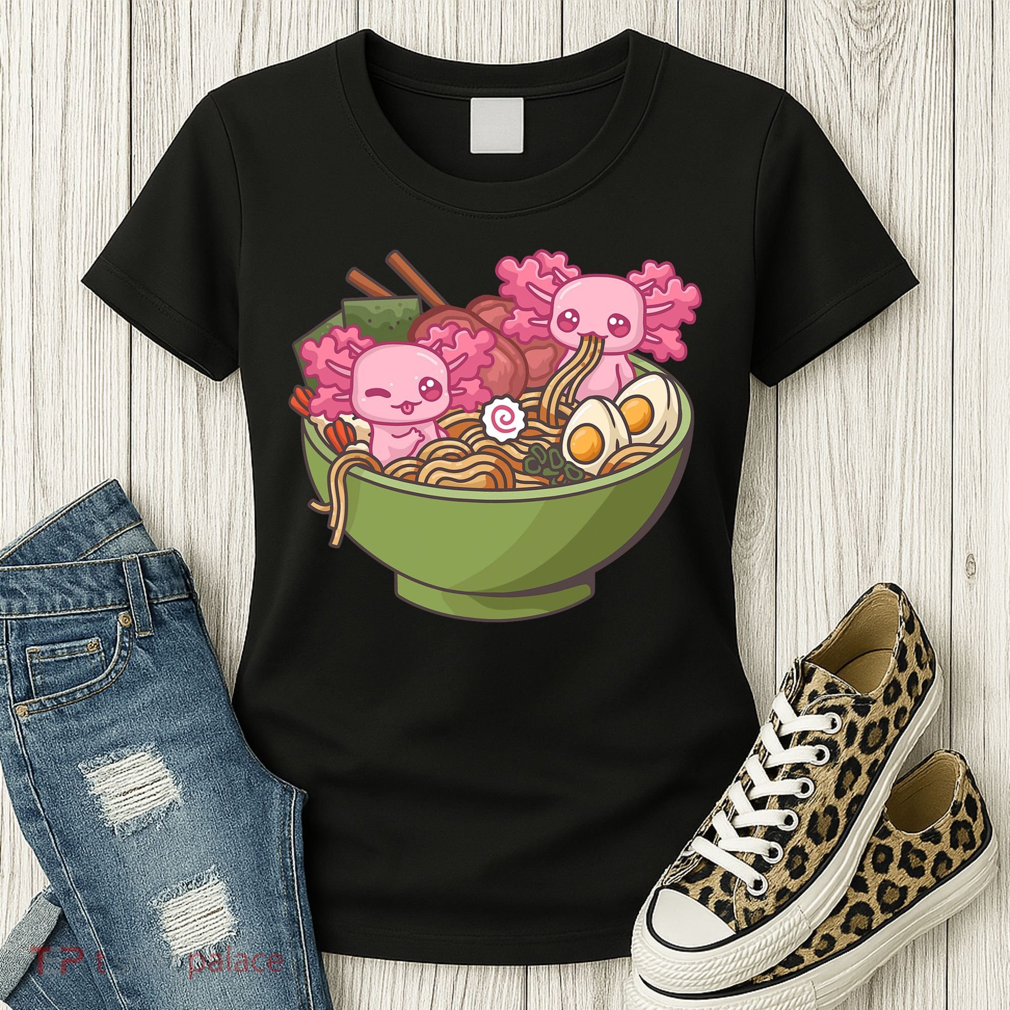 Axolotl Ramen Bowl Kawaii Anime  Women's T-Shirt