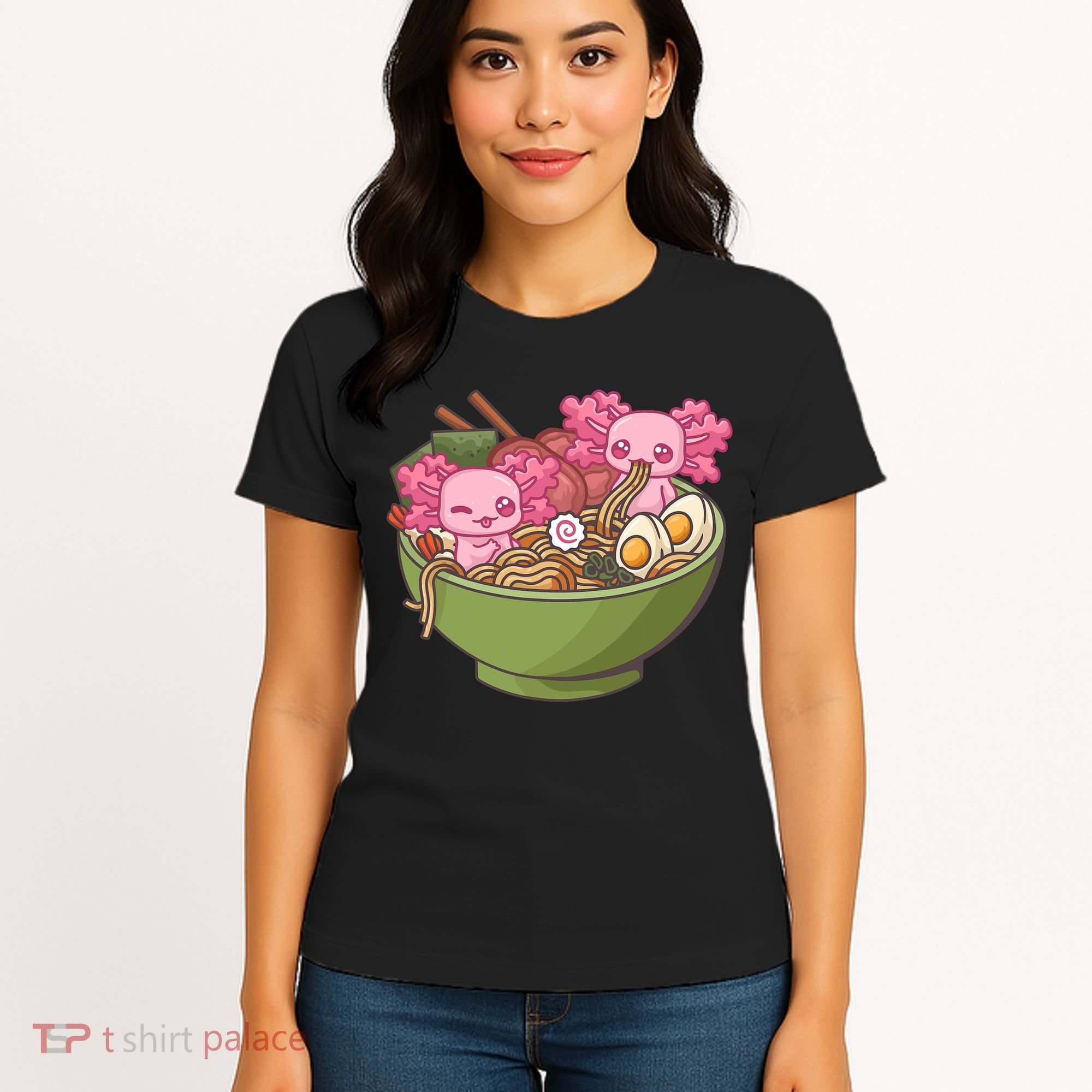 Axolotl Ramen Bowl Kawaii Anime  Women's T-Shirt