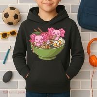 Axolotl Ramen Bowl Kawaii Anime  Kids Hoodie thumb 2