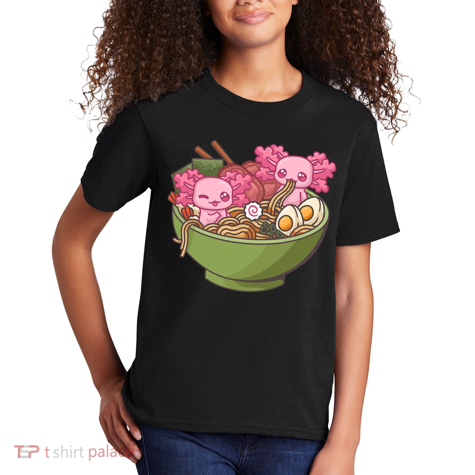 Axolotl Ramen Bowl Kawaii Anime  Kids T-Shirt