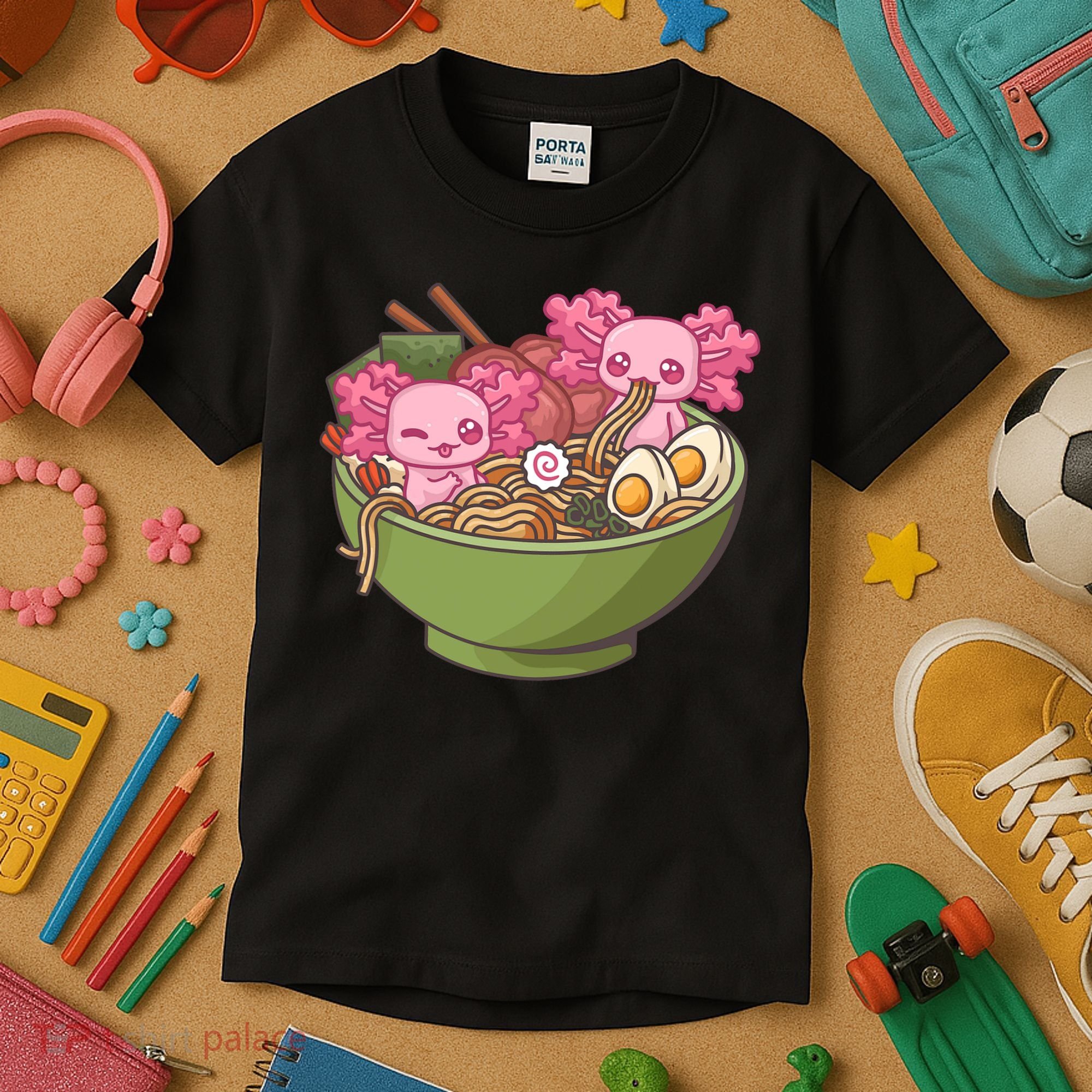 Axolotl Ramen Bowl Kawaii Anime  Kids T-Shirt