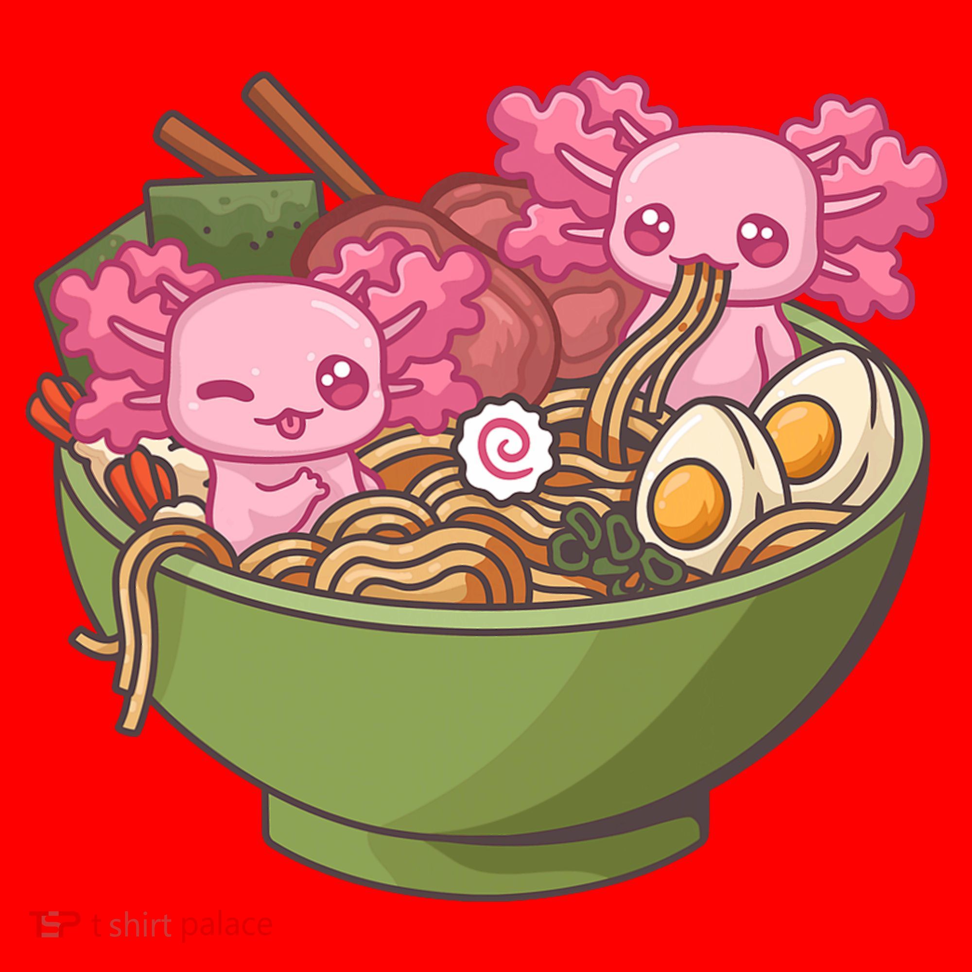 Axolotl Ramen Bowl Kawaii Anime  Santa Hat