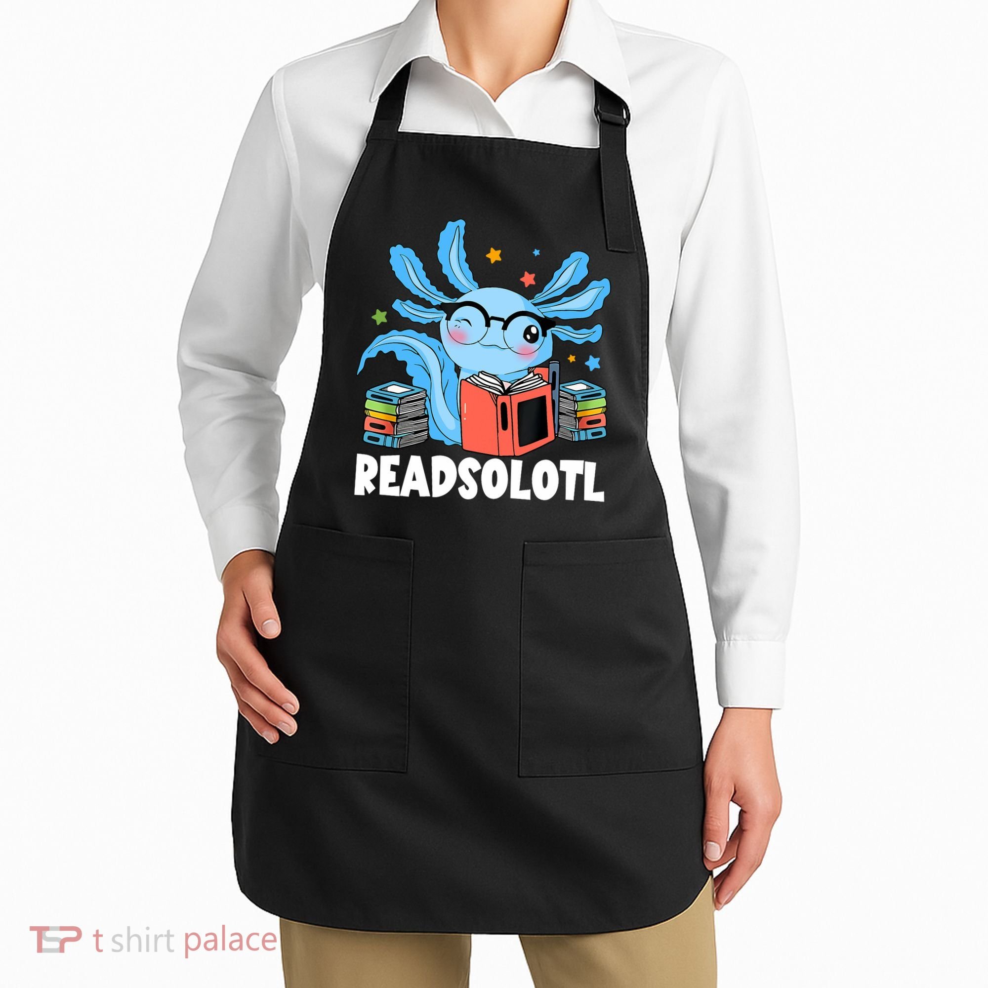 Axolotl Read Book Kawaii Reading Books Gifts Apron