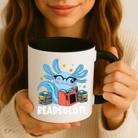 Axolotl Read Book Kawaii Reading Books Gifts Coffee Mug thumb 3