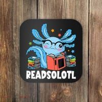 Axolotl Read Book Kawaii Reading Books Gifts Coaster thumb 0