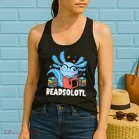 Axolotl Read Book Kawaii Reading Books Gifts Women's Tank Top thumb 2