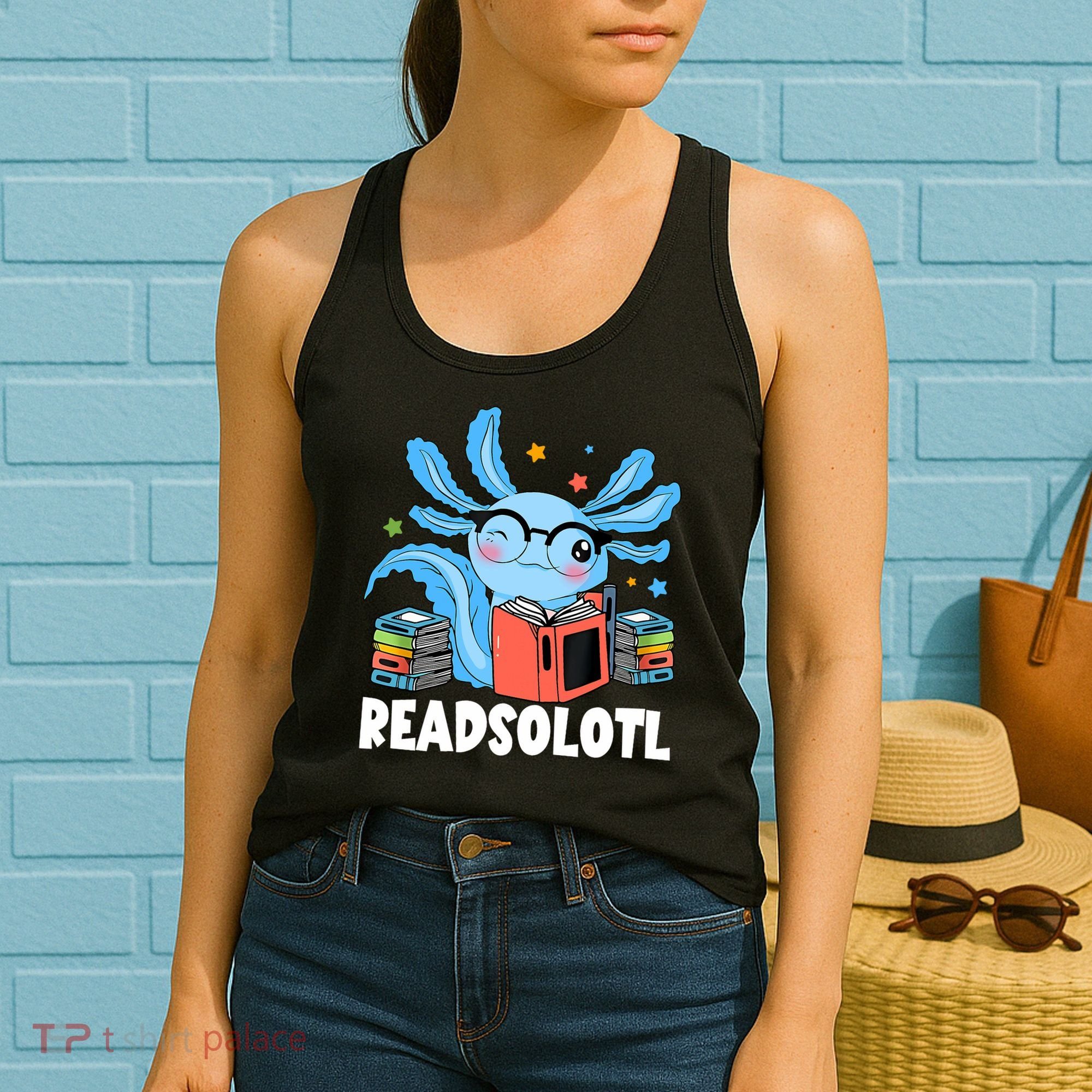Axolotl Read Book Kawaii Reading Books Gifts Women's Tank Top