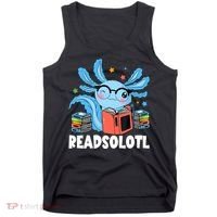 Axolotl Read Book Kawaii Reading Books Gifts Tank Top thumb 0