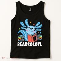 Axolotl Read Book Kawaii Reading Books Gifts Tank Top thumb 2
