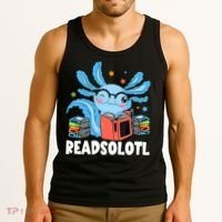 Axolotl Read Book Kawaii Reading Books Gifts Tank Top thumb 3
