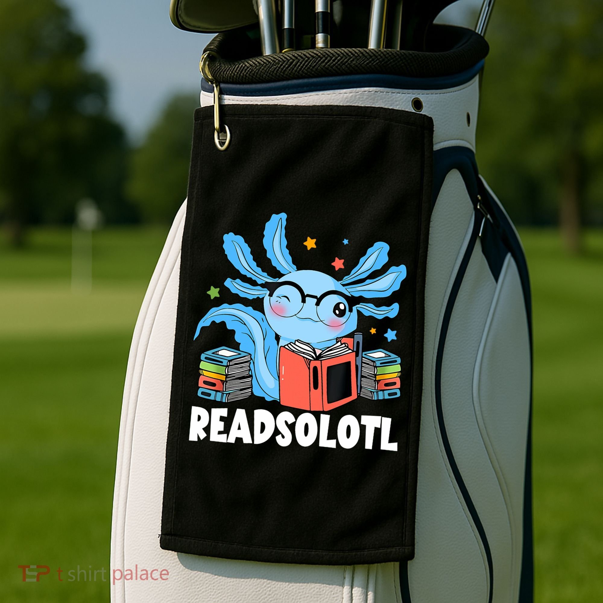 Axolotl Read Book Kawaii Reading Books Gifts Golf Towel