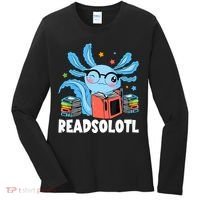 Axolotl Read Book Kawaii Reading Books Gifts Women's Long Sleeve Shirt thumb 0