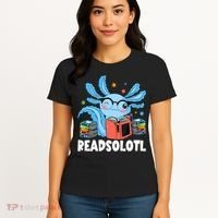 Axolotl Read Book Kawaii Reading Books Gifts Women's T-Shirt thumb 4