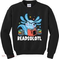 Axolotl Read Book Kawaii Reading Books Gifts Kids Sweatshirt thumb 0