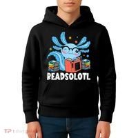 Axolotl Read Book Kawaii Reading Books Gifts Kids Hoodie thumb 4