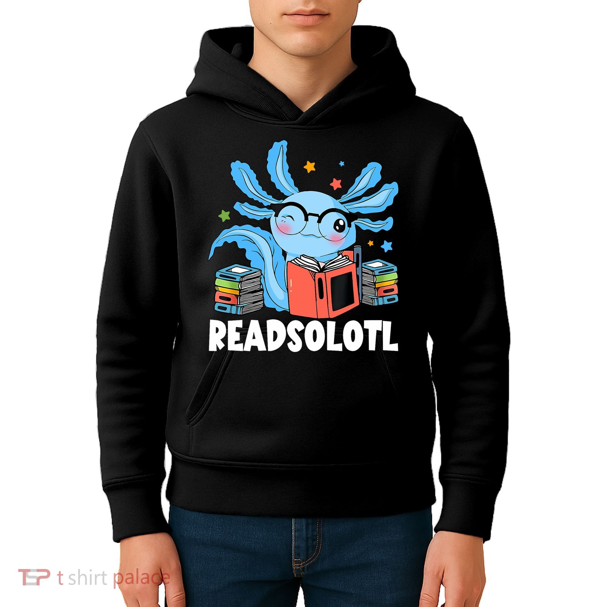 Axolotl Read Book Kawaii Reading Books Gifts Kids Hoodie
