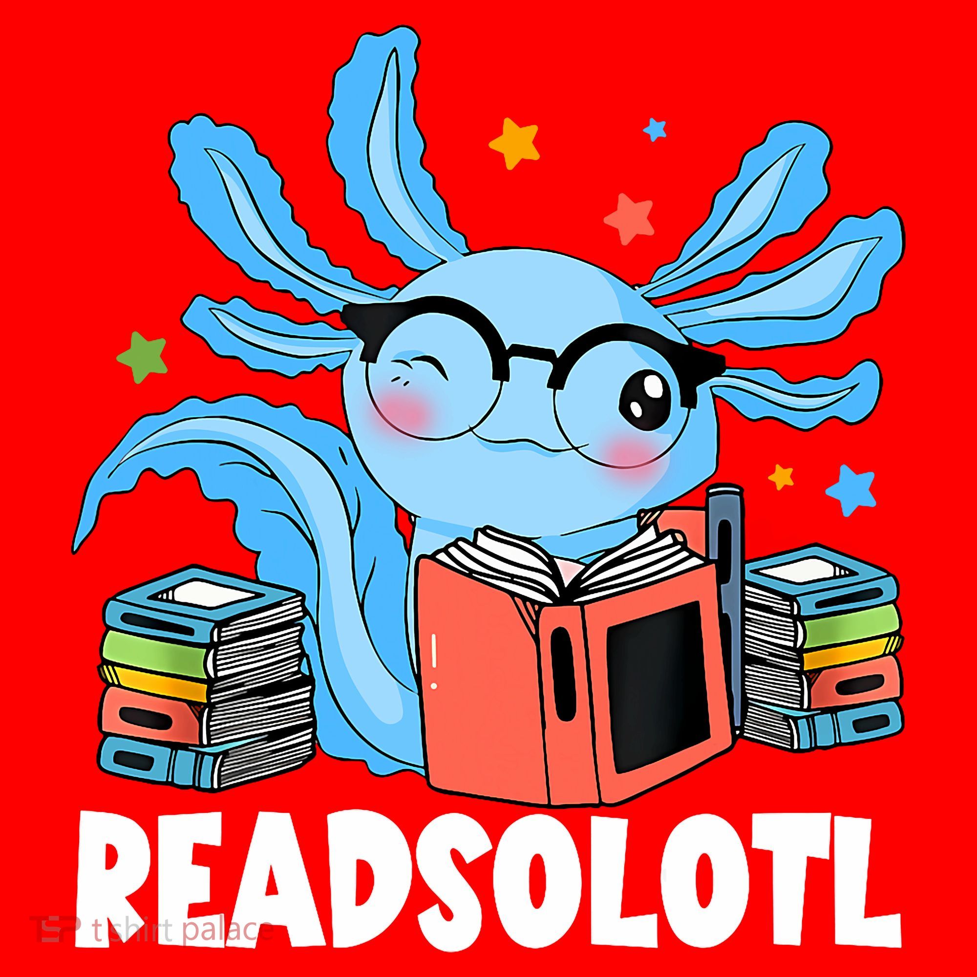 Axolotl Read Book Kawaii Reading Books Gifts Santa Hat