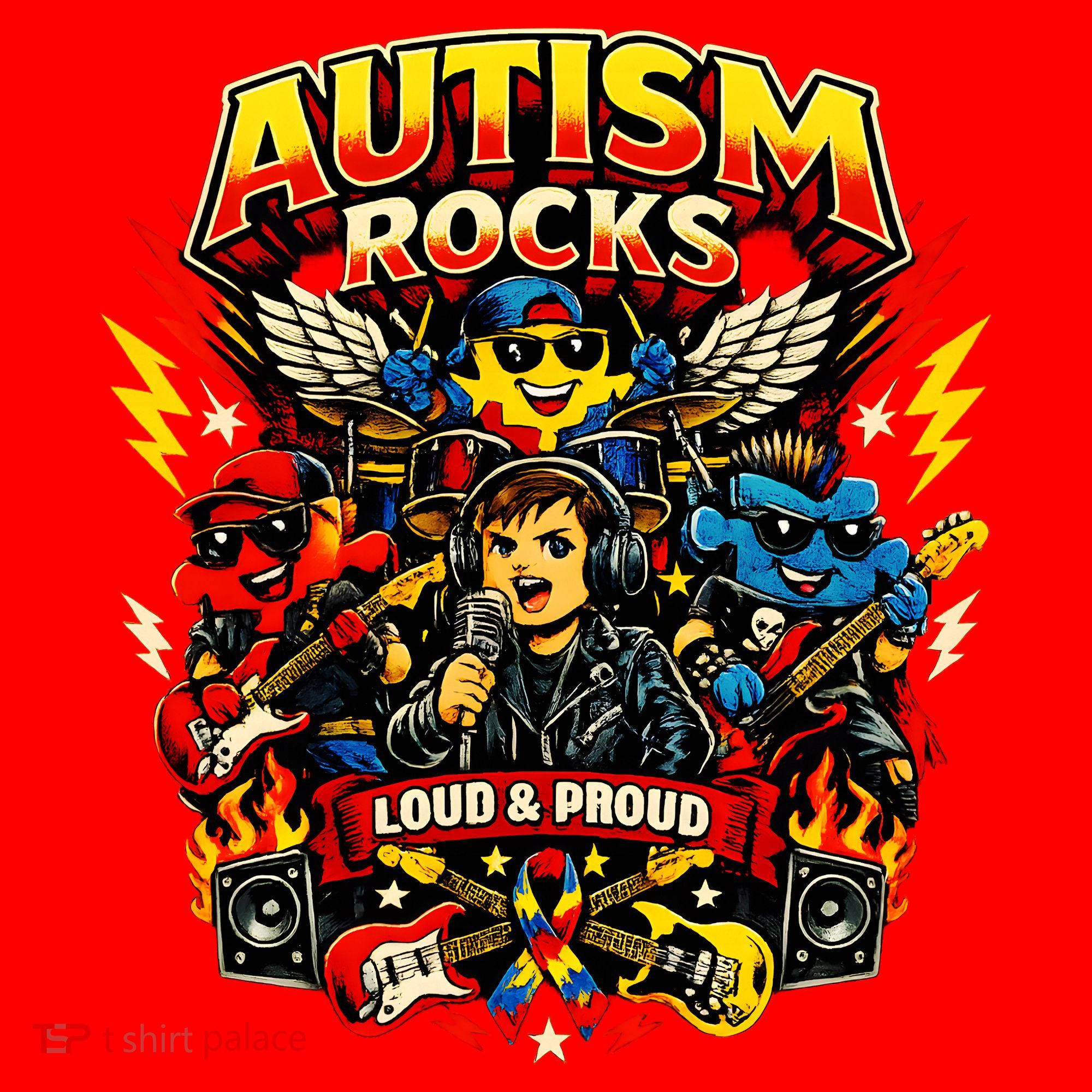 Autism Rocks Band Music Concert Santa Hat