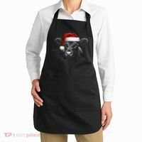 Angus Rancher Christmas Cow Santa Hat Black Apron thumb 2