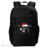 Angus Rancher Christmas Cow Santa Hat Black Backpack thumb 0