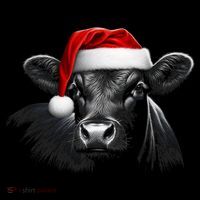 Angus Rancher Christmas Cow Santa Hat Black Coffee Mug thumb 5