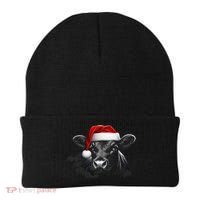 Angus Rancher Christmas Cow Santa Hat Black Beanie thumb 0