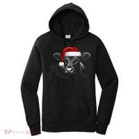 Angus Rancher Christmas Cow Santa Hat Black Women's Hoodie thumb 0
