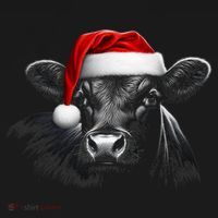 Angus Rancher Christmas Cow Santa Hat Black Baby Bodysuit thumb 2