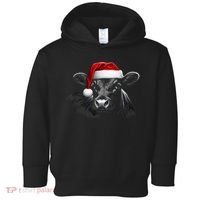 Angus Rancher Christmas Cow Santa Hat Black Toddler Hoodie thumb 0