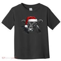 Angus Rancher Christmas Cow Santa Hat Black Toddler T-Shirt thumb 0