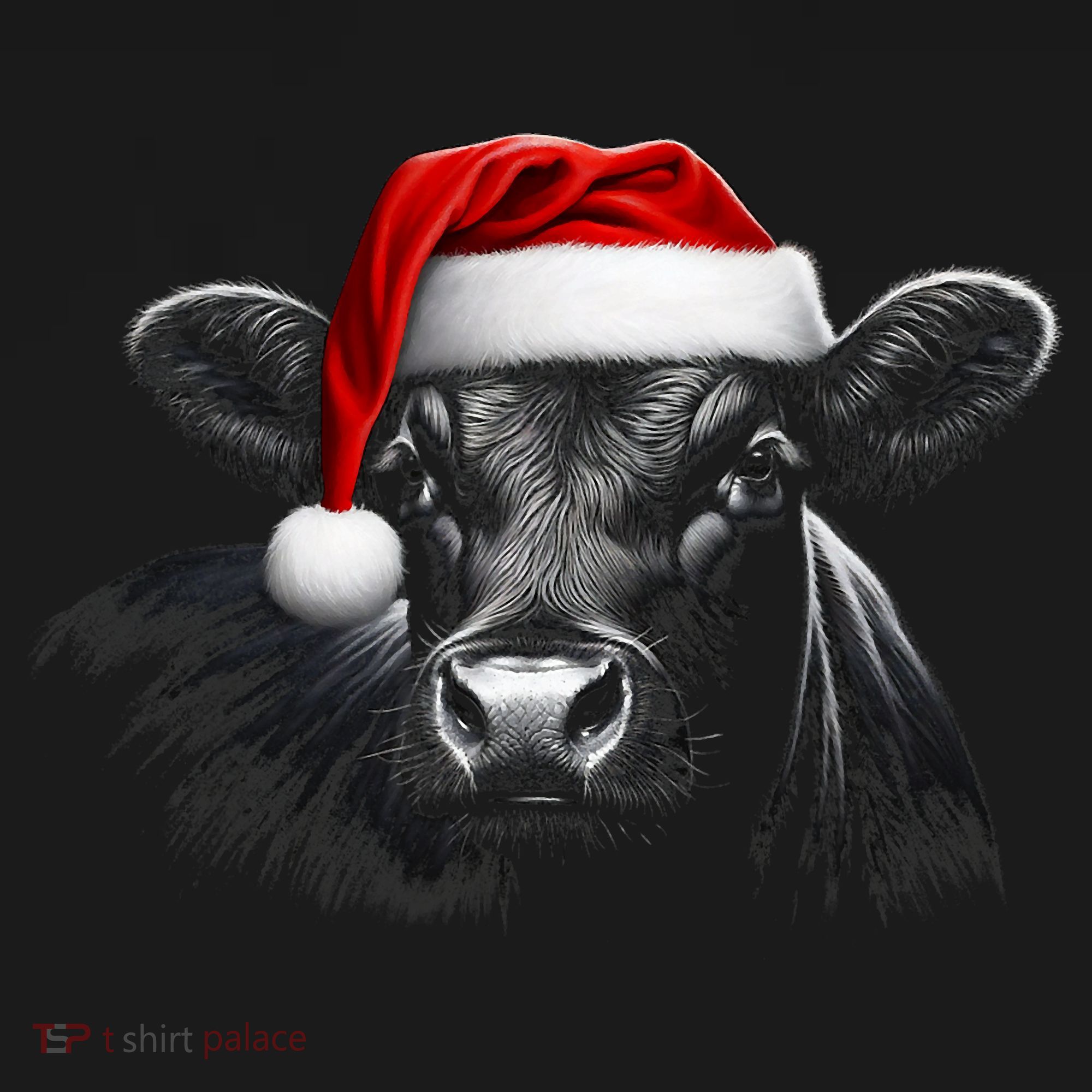 Angus Rancher Christmas Cow Santa Hat Black Visor