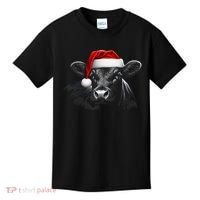 Angus Rancher Christmas Cow Santa Hat Black Kids T-Shirt thumb 0