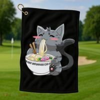 Anime Ramen Cat Kawaii Neko Gift Golf Towel thumb 1