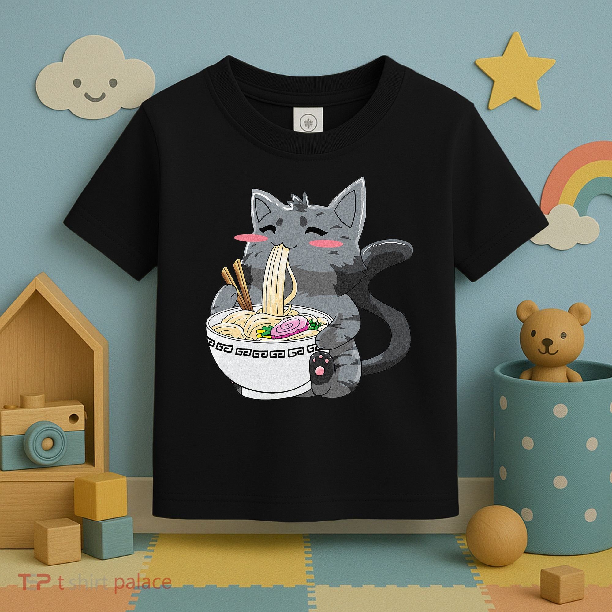 Anime Ramen Cat Kawaii Neko Gift Toddler T-Shirt