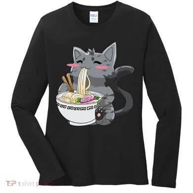 Anime Ramen Cat Kawaii Neko Gift Women's Long Sleeve Shirt