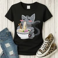 Anime Ramen Cat Kawaii Neko Gift Women's T-Shirt thumb 3