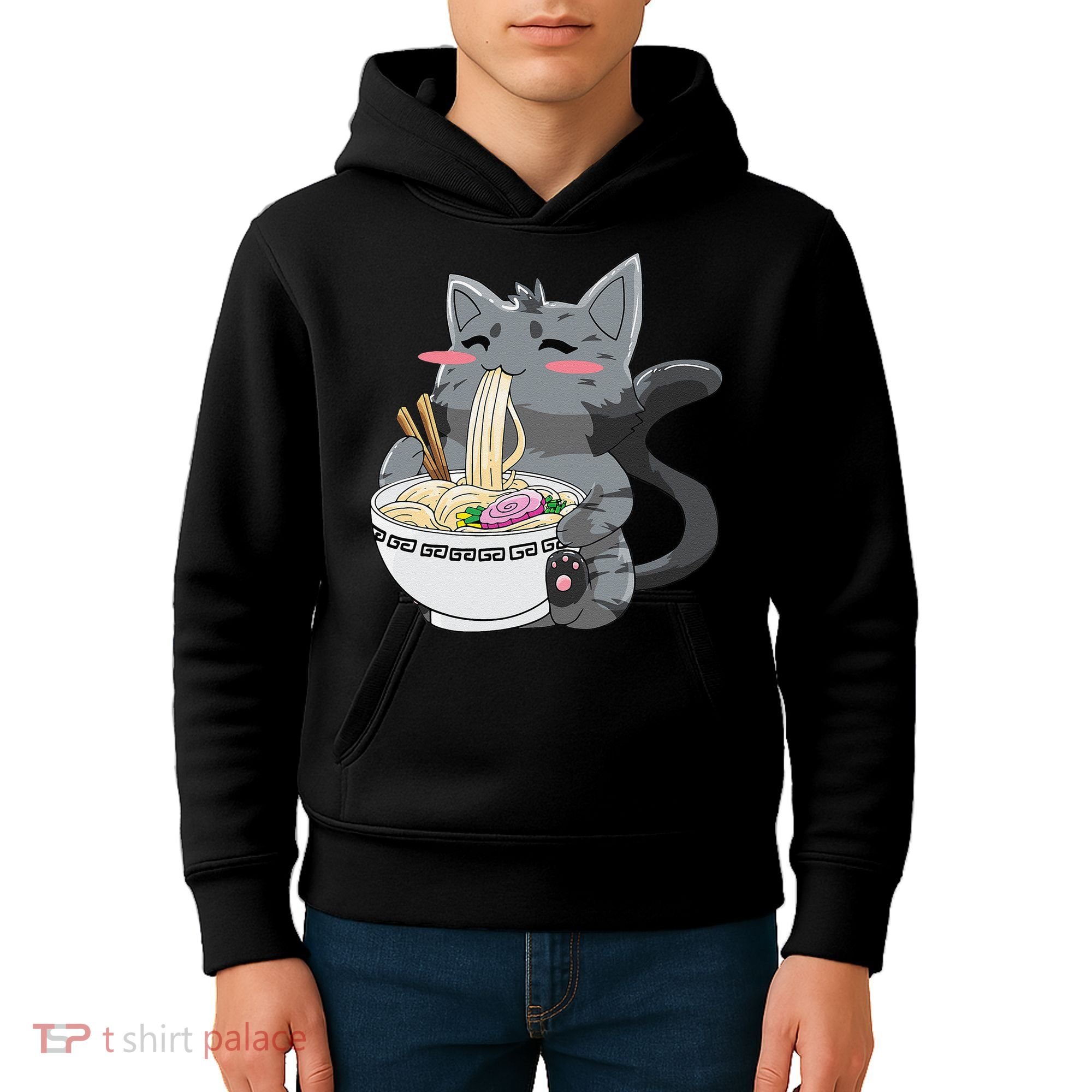Anime Ramen Cat Kawaii Neko Gift Kids Hoodie
