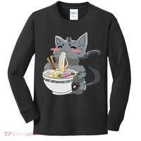 Anime Ramen Cat Kawaii Neko Gift Kids Long Sleeve Shirt thumb 0