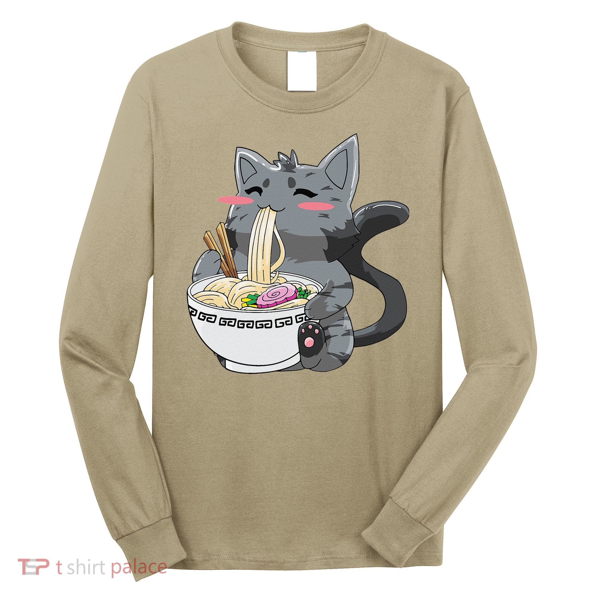 Anime Ramen Cat Kawaii Neko Gift Long Sleeve Shirt