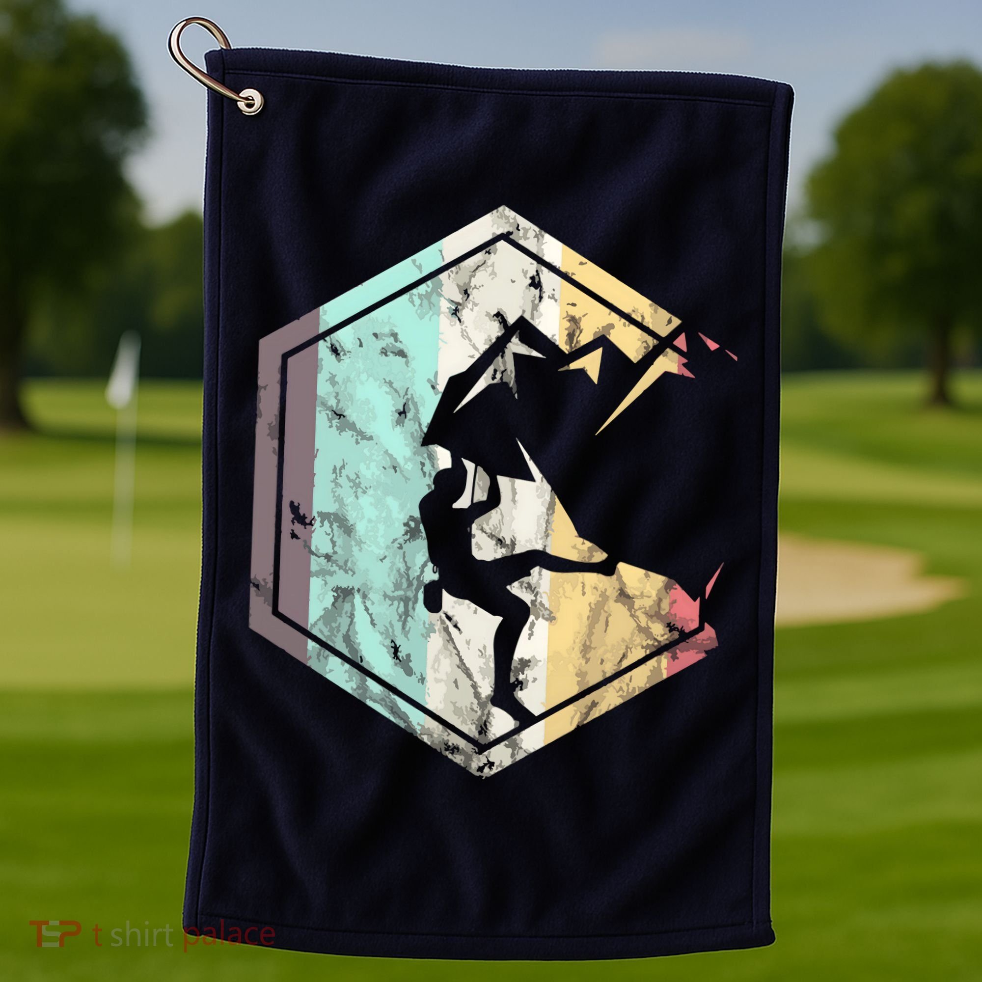 Awesome Rock Climbing Retro Mountain Climber Hiker Alpinism Golf Towel